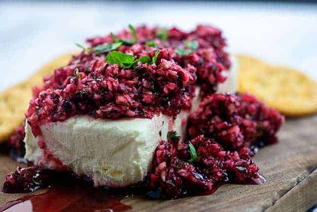 cranberry salsa over cream cheese