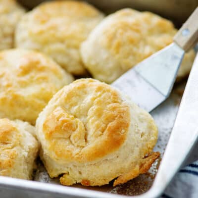 soda pop biscuits in pan.