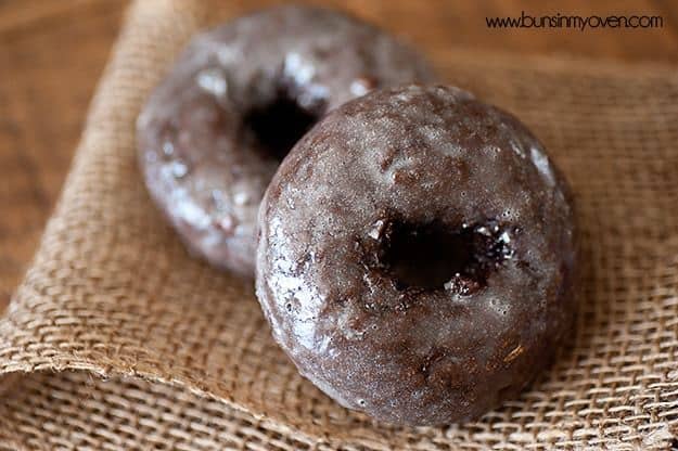 chocolate glazed cake donut