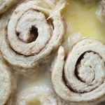 These old fashioned butter rolls are similar to a cinnamon roll, but with more of a pie crust texture. They're baked in a sweet milk sauce.