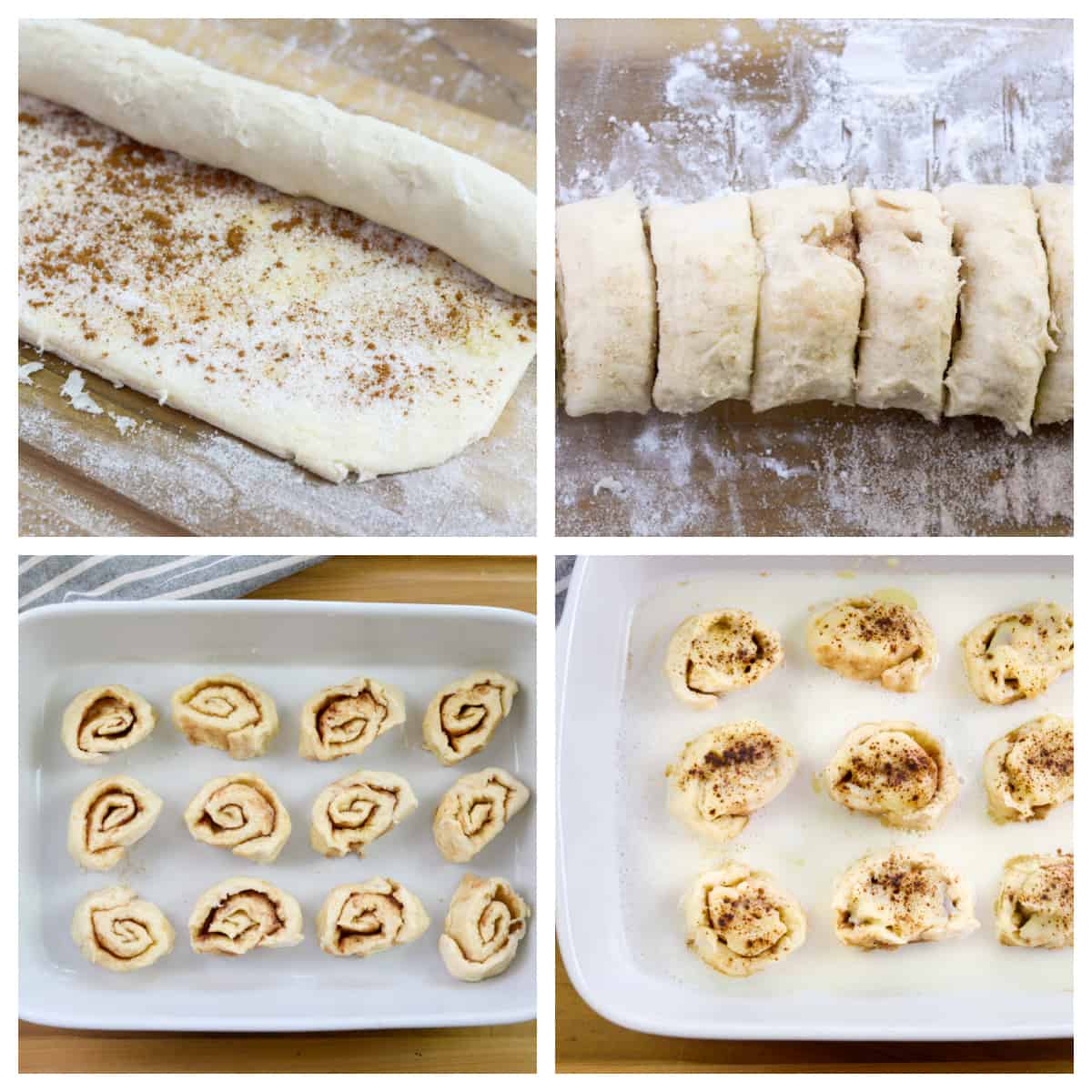 collage showing steps for making butter roll.
