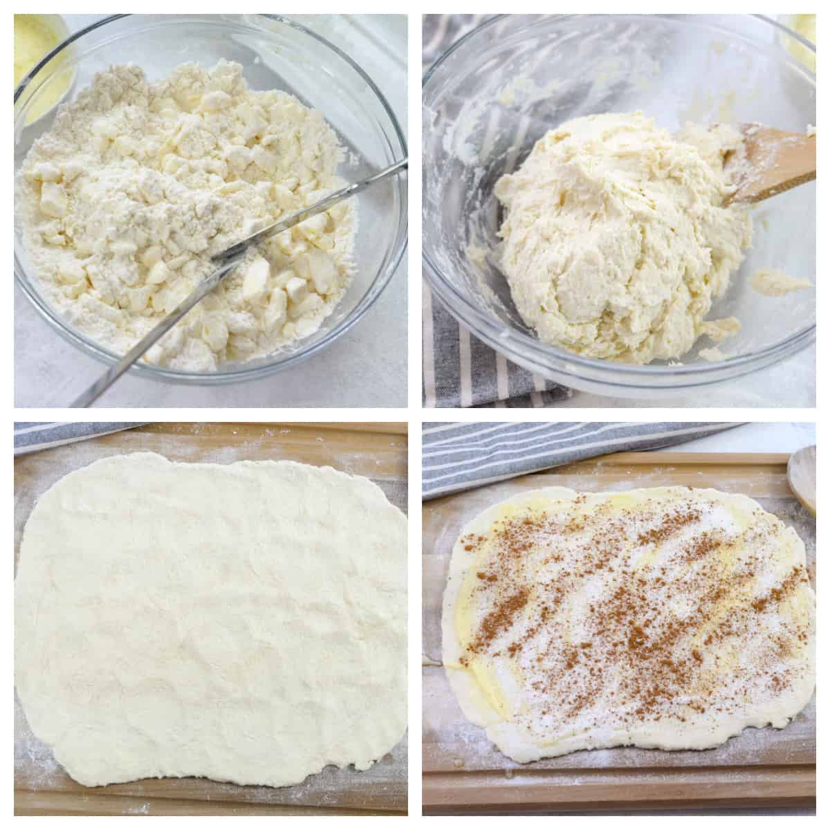 collage showing how to make butter rolls.