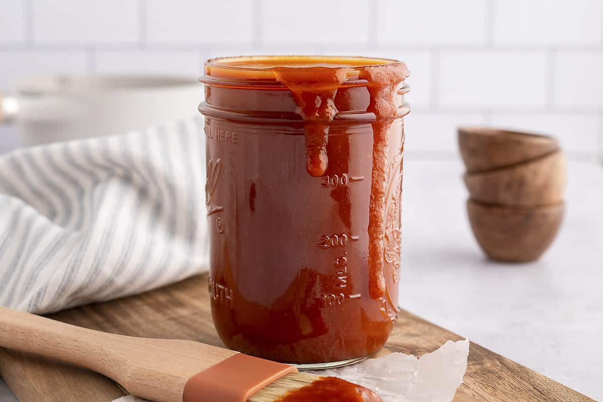 Jar of tangy Carolina bbq sauce.