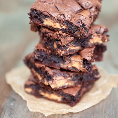 Several gooey chocolate bars stacked up