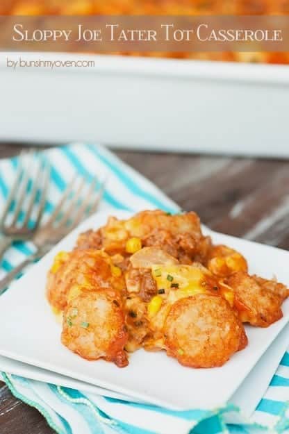 Close up of tater tots on a small square plate. 