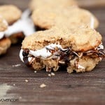 A close up of a smores sandwich cookie