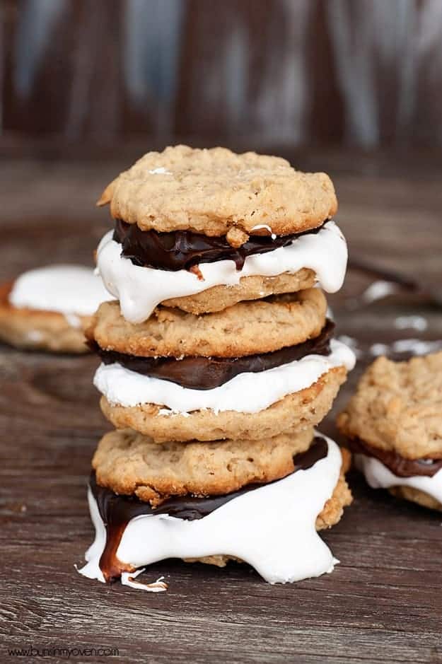 s'mores peanut butter cookie sandwiches