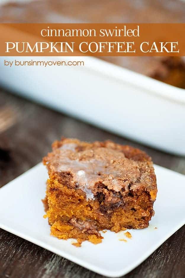 Cinnamon Swirled Pumpkin Coffee Cake - dense and creamy like a pumpkin pie! 