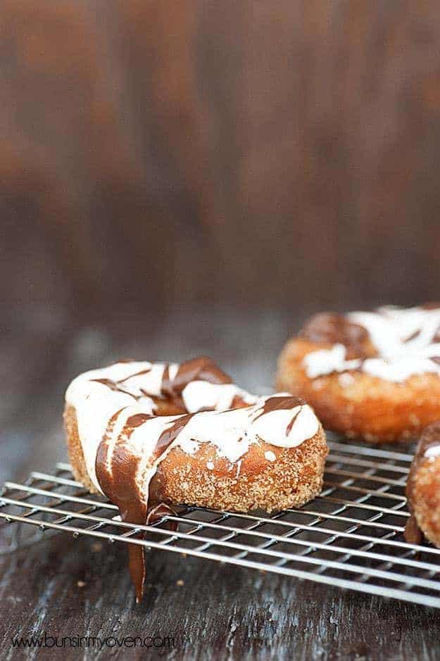 A donut on a wire cooling rack