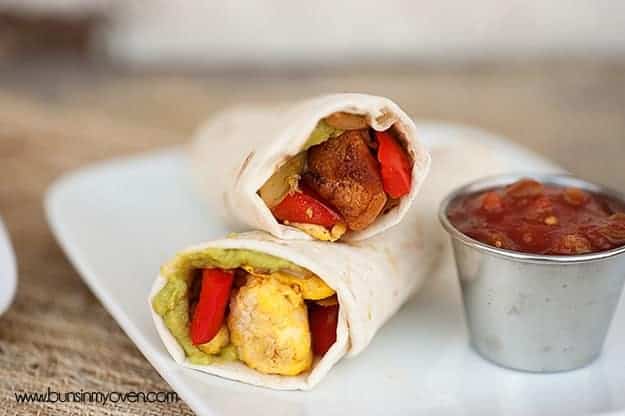 chicken fajita breakfast burritos