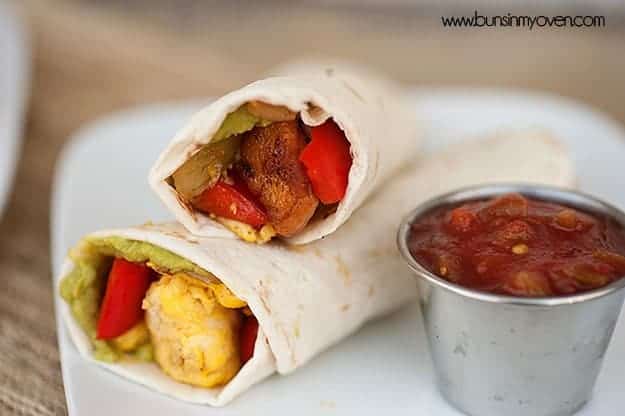 chicken fajita scrambled egg burrito