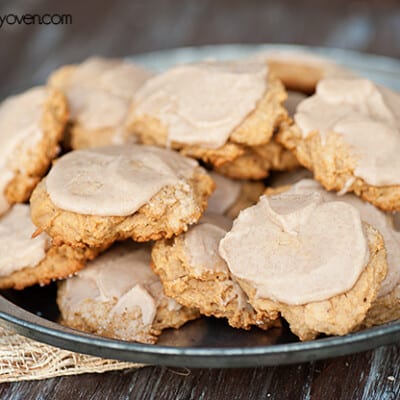 Several sweet potato cookies on a plate.