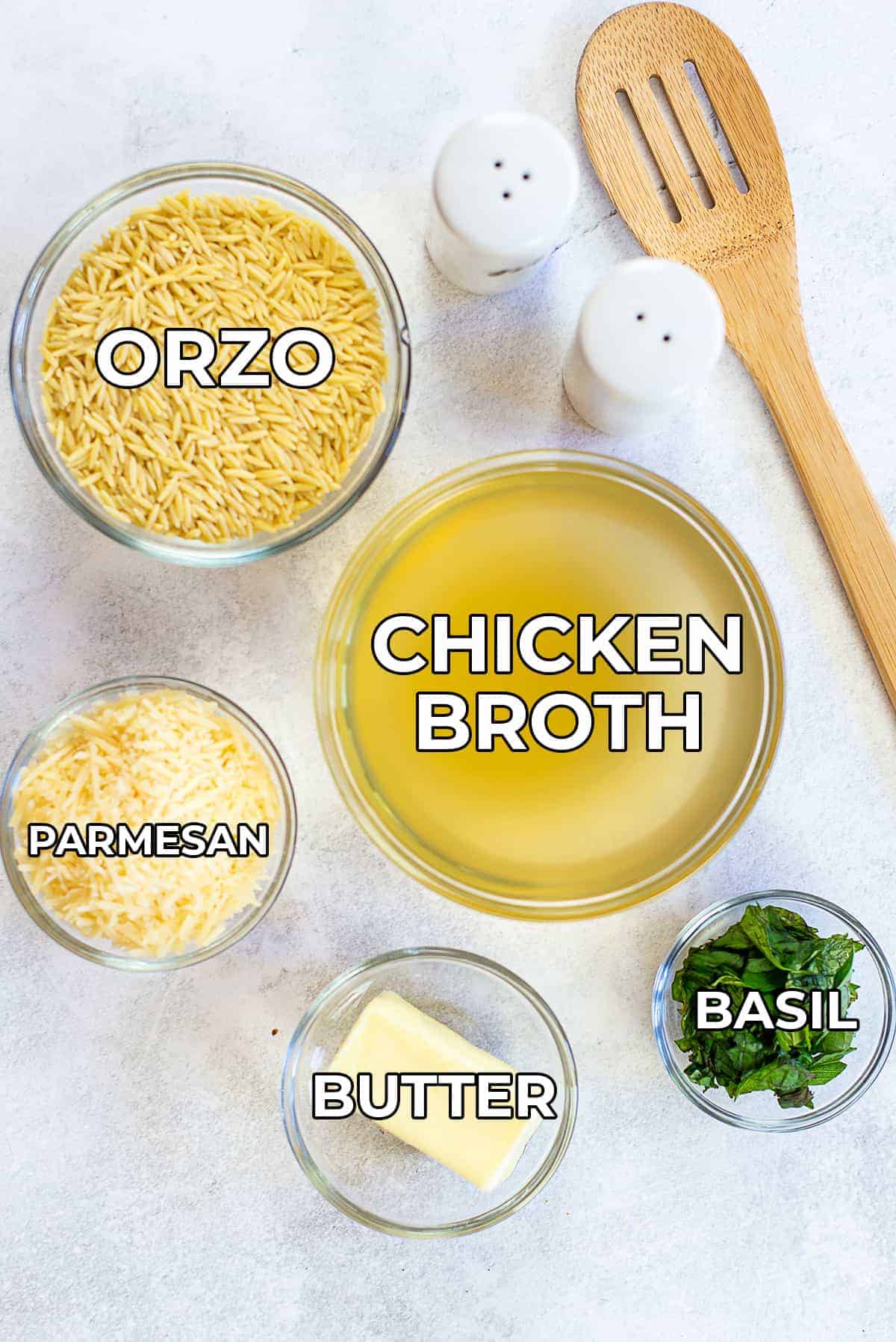 ingredients for Parmesan Orzo recipe.