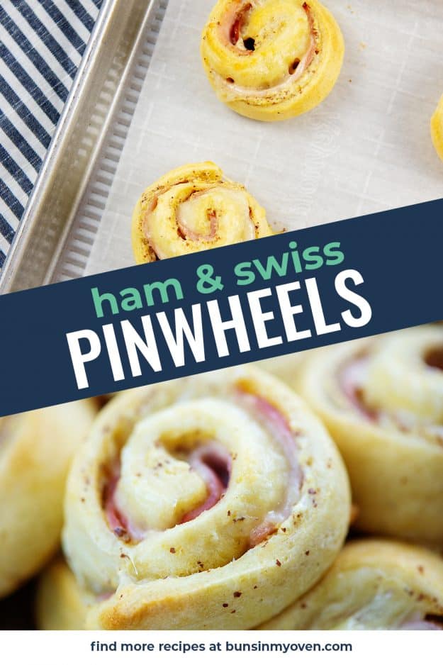 collage of ham and cheese pinwheel images