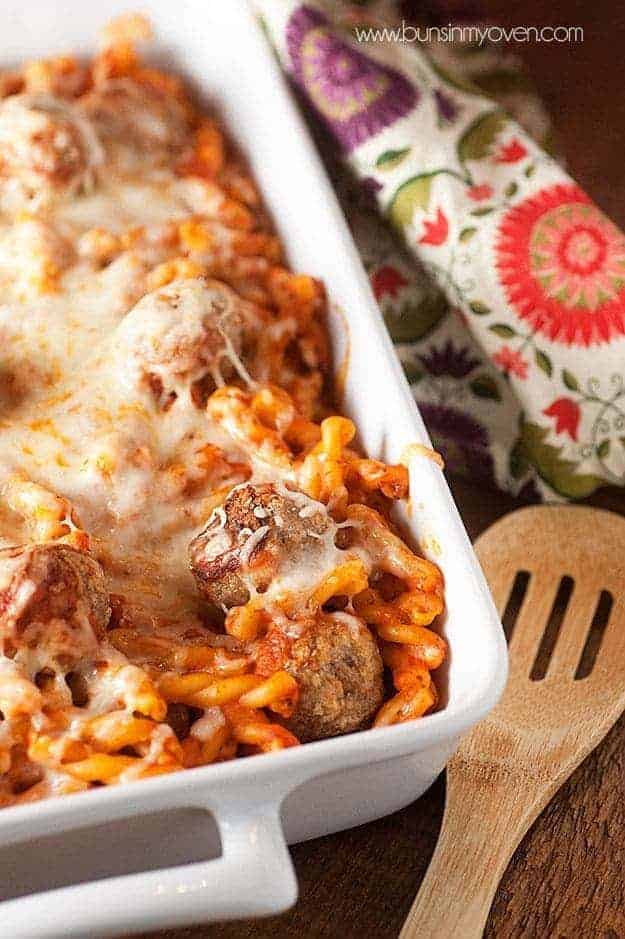 Chicken Parmesan Meatball Casserole - all the flavor of chicken parm in a comforting casserole!