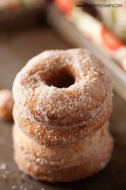 A stack of fried donuts.