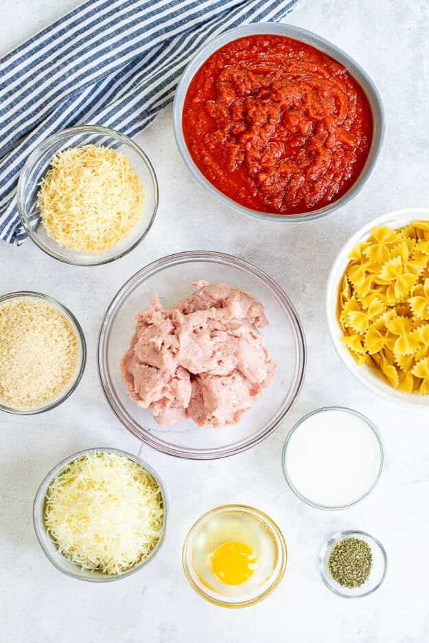 ingredients for meatball casserole.