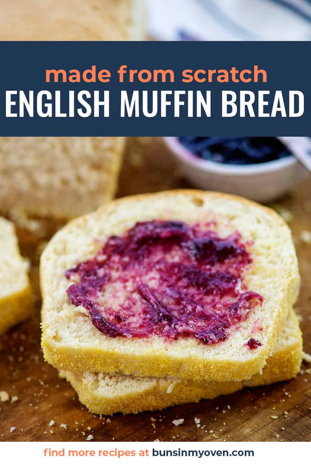 English muffin bread toasted with jam.