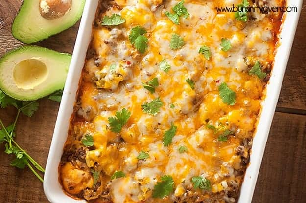 An enchilada casserole made of biscuits instead of tortillas...perfect for Cinco de Mayo!