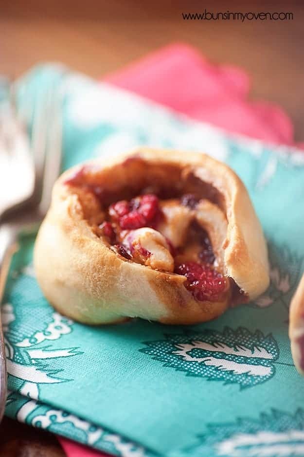 Biscoff and Raspberries swirled up in crescent dough for an amazing breakfast or dessert!