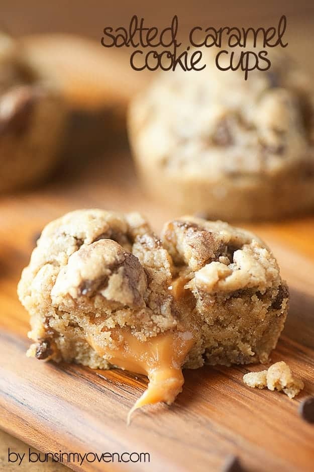 Look at the gooey, melty caramel center in these cookie cups! 