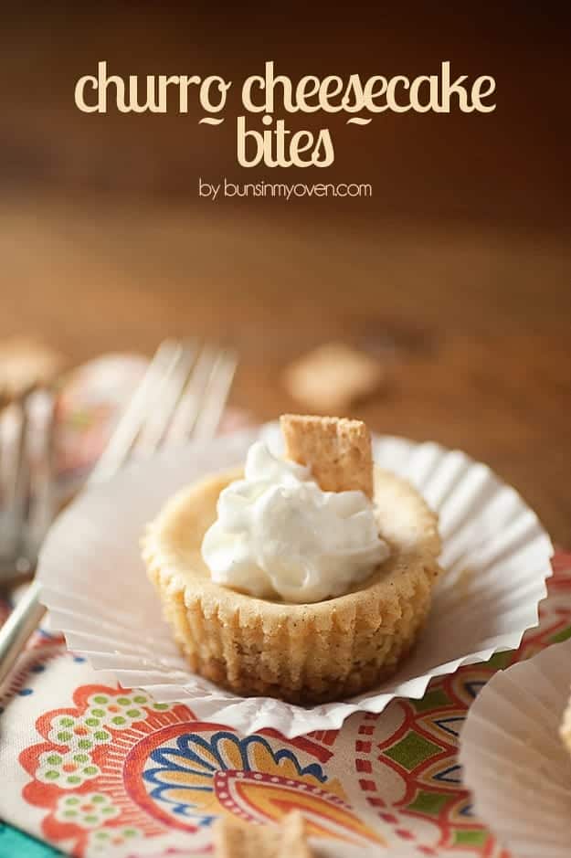 churro cheesecake bites