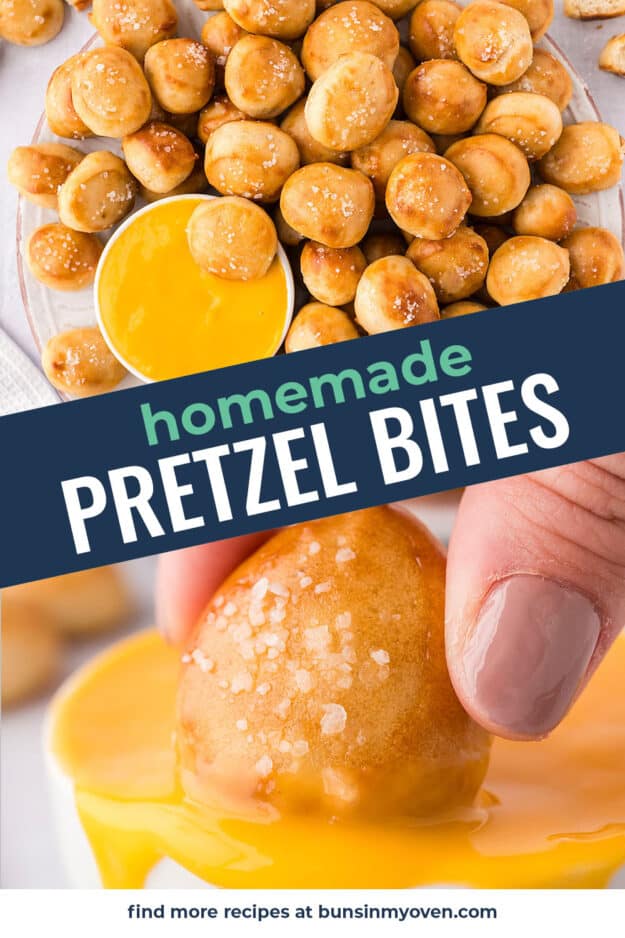 Collage of soft pretzel bites images.
