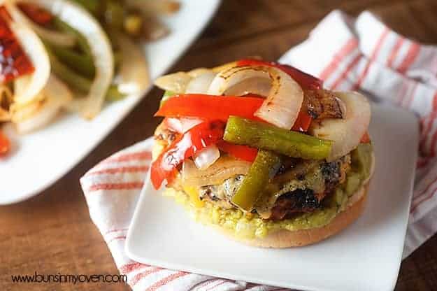 Chicken Fajita Burgers on the grill! Perfect for summer!