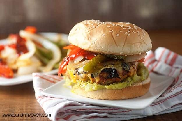 Chicken Fajita Burgers on the grill! Perfect for summer!