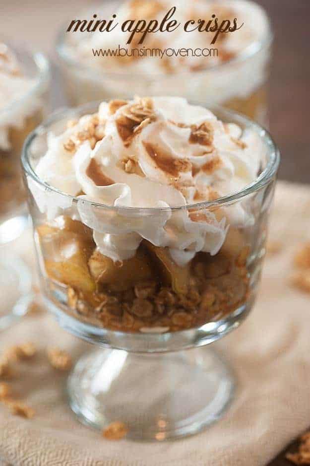 Mini Apple Crisp recipe...this only needs about 10 minutes of hands on time and it's every bit as good as a traditional crisp!