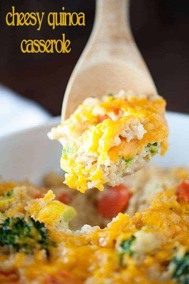 An easy casserole packed wiht quinoa, cheese, and vegetables! 