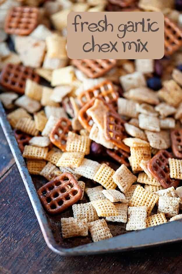 homemade chex mix with fresh garlic!