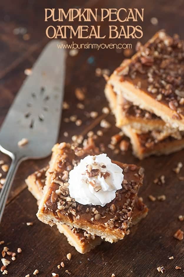 Pumpkin Pecan Oatmeal Bars recipe - perfect fall recipe