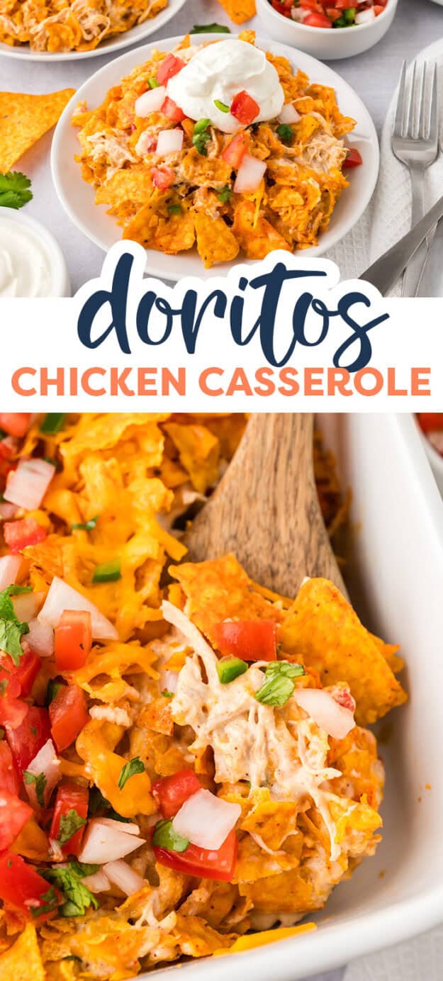Doritos chicken casserole image collage for pinterest.