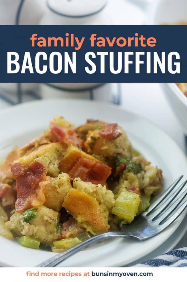 plate full of bacon stuffing.