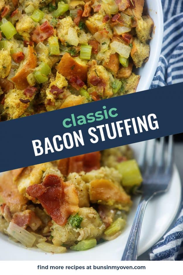 collage of bacon stuffing photos.