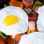 Sausage Hash with Sunny Side Up Eggs for brinner!