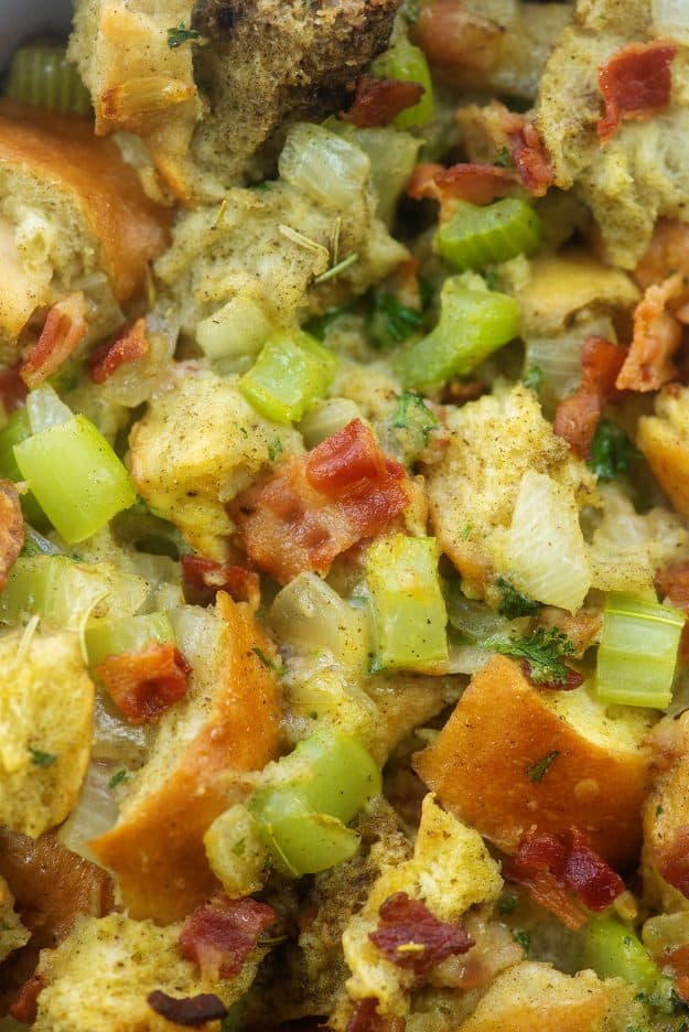 classic stuffing recipe with bacon pieces.