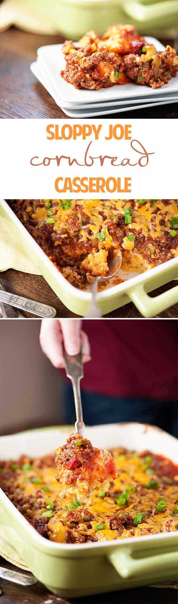 A woman holding up a spoon of sloppy joe to the camera.