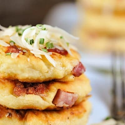 A stack of cheesy potato pancakes.