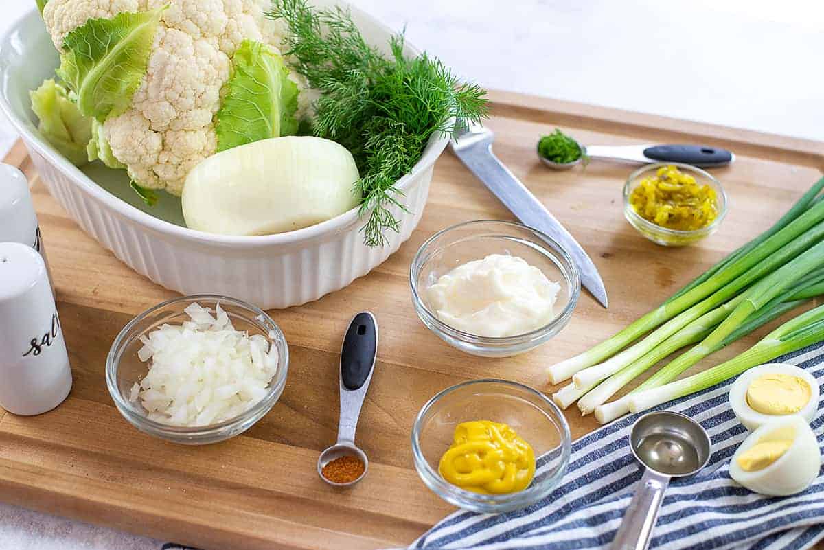 ingredients for cauliflower potato salad