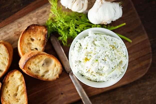 Garlic and Dill Ricotta Crostini 
