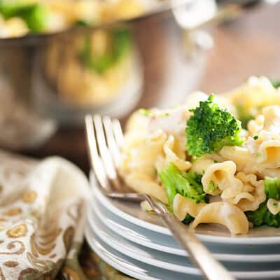 This chicken and broccoli pasta recipe is one of those easy dinner recipes you'll make again and again! It's ready in just 20 minutes!