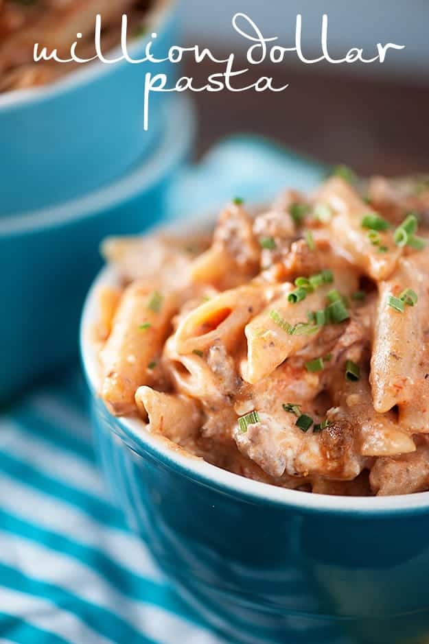 A close up of pasta in a small bowl.