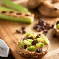 An easy school lunch or snack - ants on a log bagels!