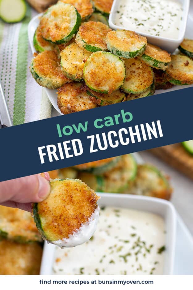 collage of fried zucchini images with text for Pinterest.