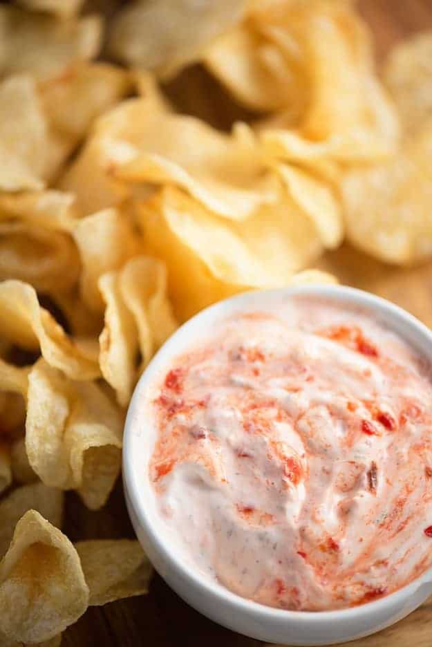An easy dip recipe that's perfect for football games or a lazy night at home! Just two ingredients in this quick appetizer!