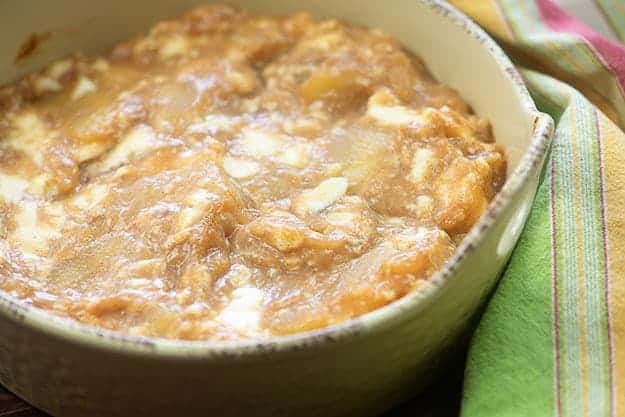 Caramel Apple Cheesecake Dip ready for the oven!