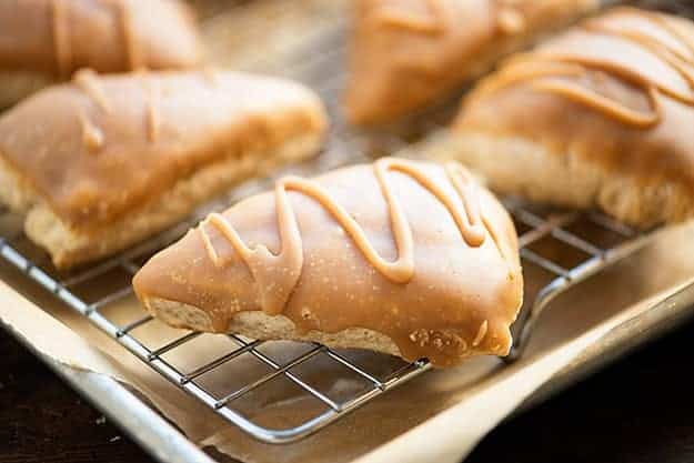 Maple Glazed Scones - fluffy moist scones topped with a thick maple glaze!