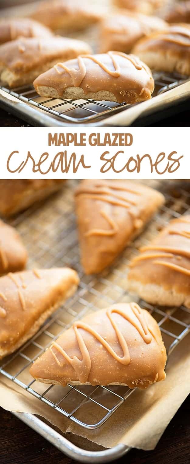 Maple Glazed Scones - fluffy moist scones topped with a thick maple glaze!